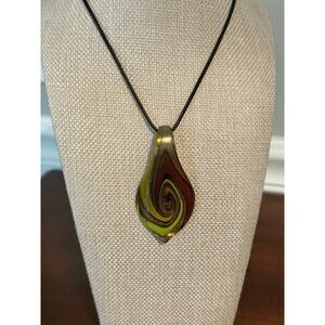 Psychedelic Spiral Swirl Teardrop Pendant Murano Glass